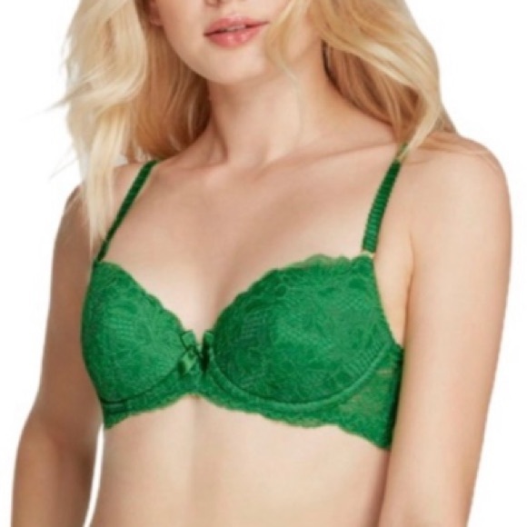🎉HP🎉 Offers Welcome! NWT Green lace Agent Provocateur Padded Bra 32C B001 - Picture 2 of 4